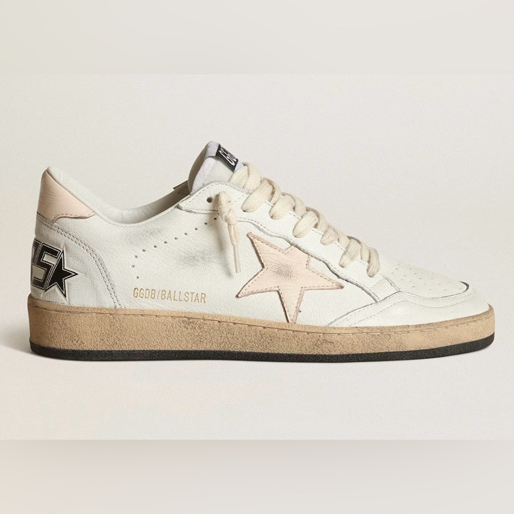 Golden Goose Ballstar White and Beige Sneakers